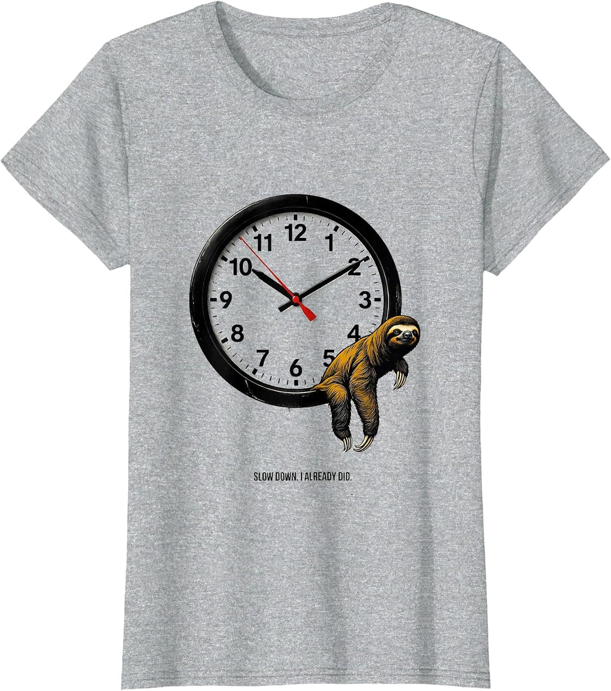 Slow Down. I Already Did. Funny Sloth Lover Novelty Gift T-Shirt - Heather Grey