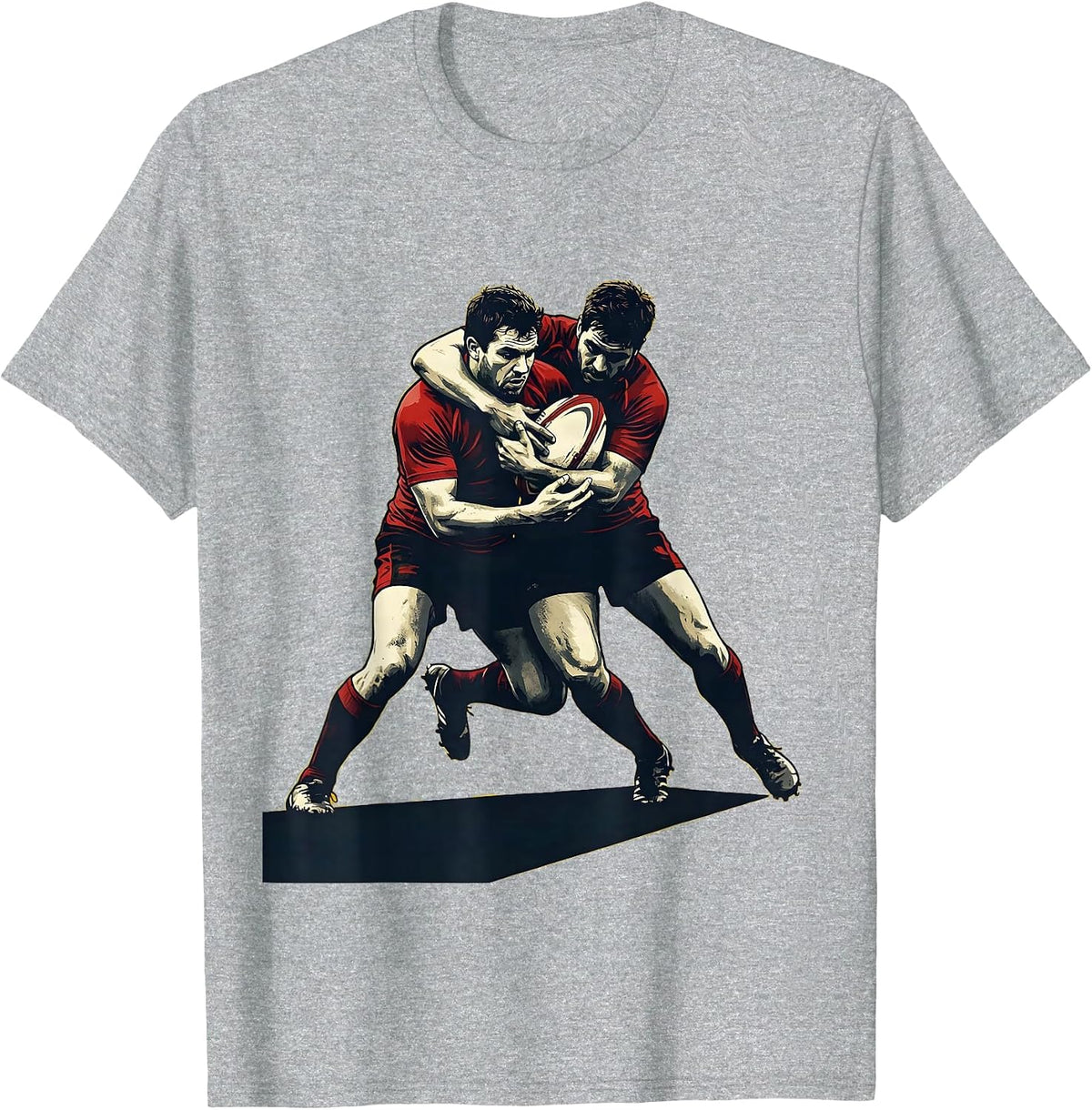 Men's Rugby Fierce Tackle Graphic Illustration T-Shirt - Heather Grey