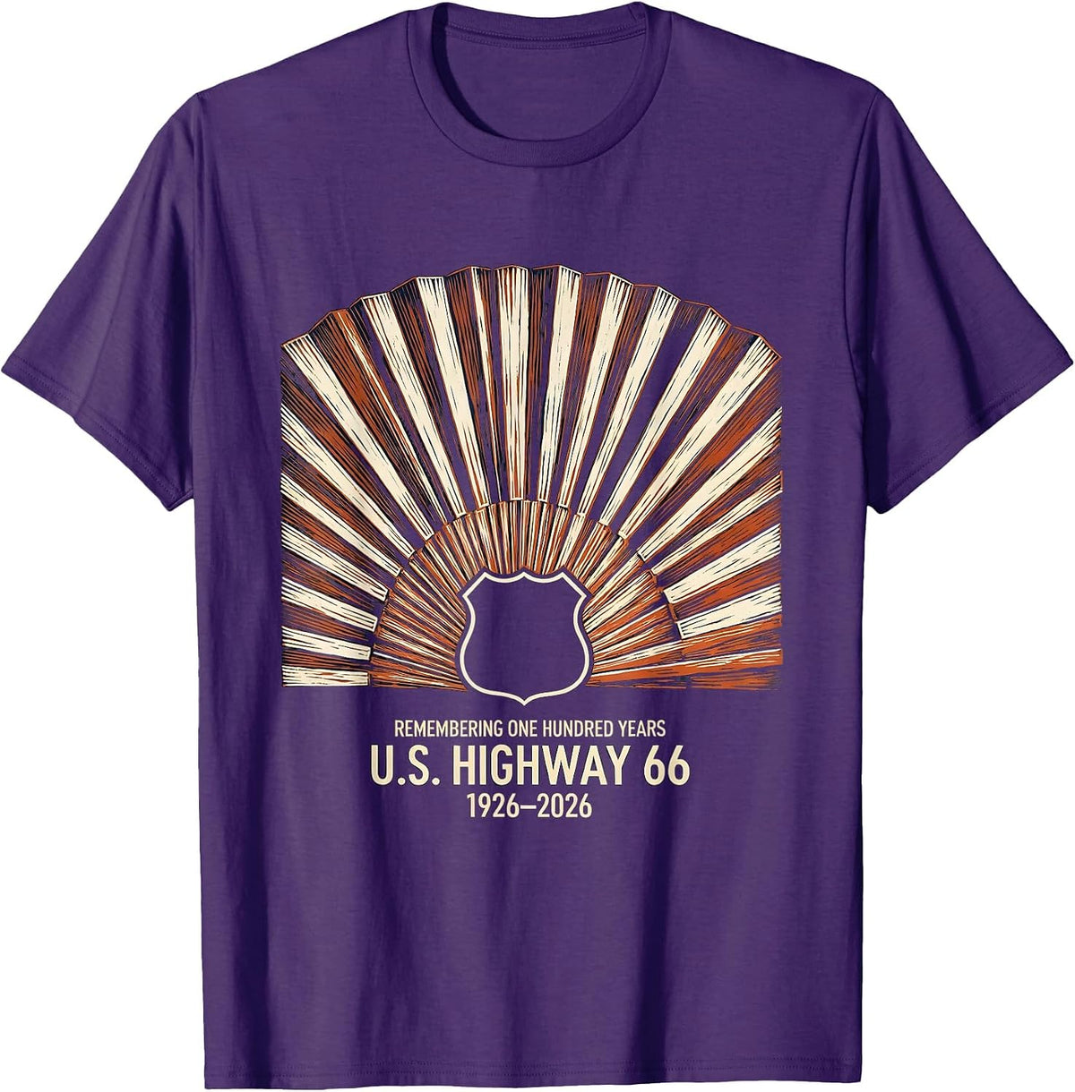 Remembering One Hundred Years — U.S. Highway 66 — 1926-2026 T-Shirt - Purple