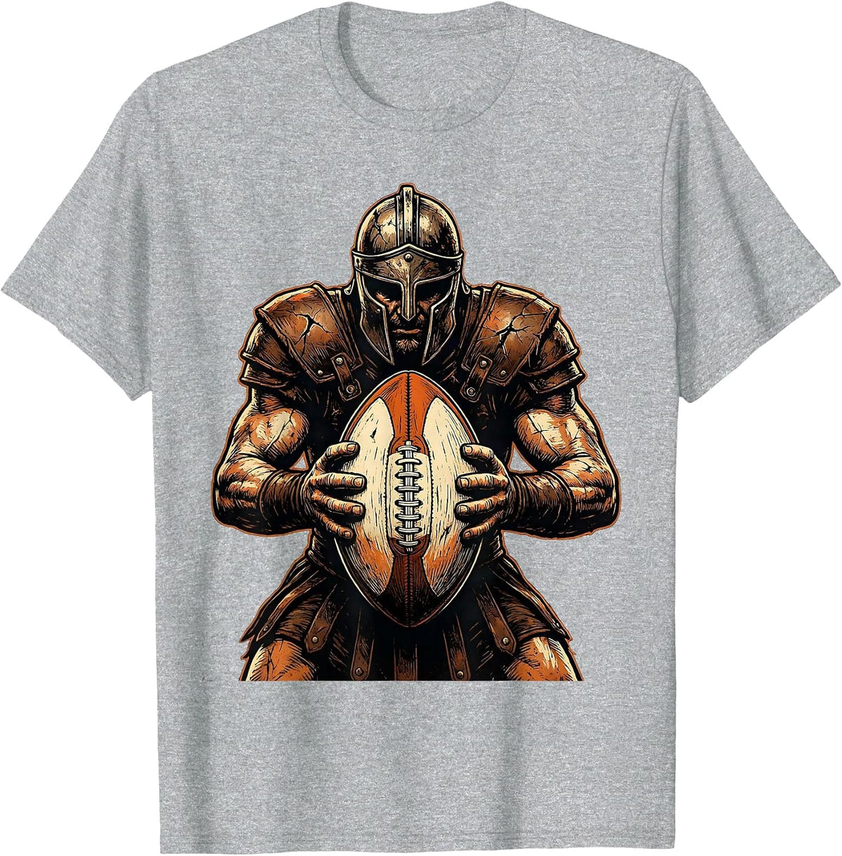 Men's Rugby Warrior Shield Graphic Design T-Shirt - Heather Grey