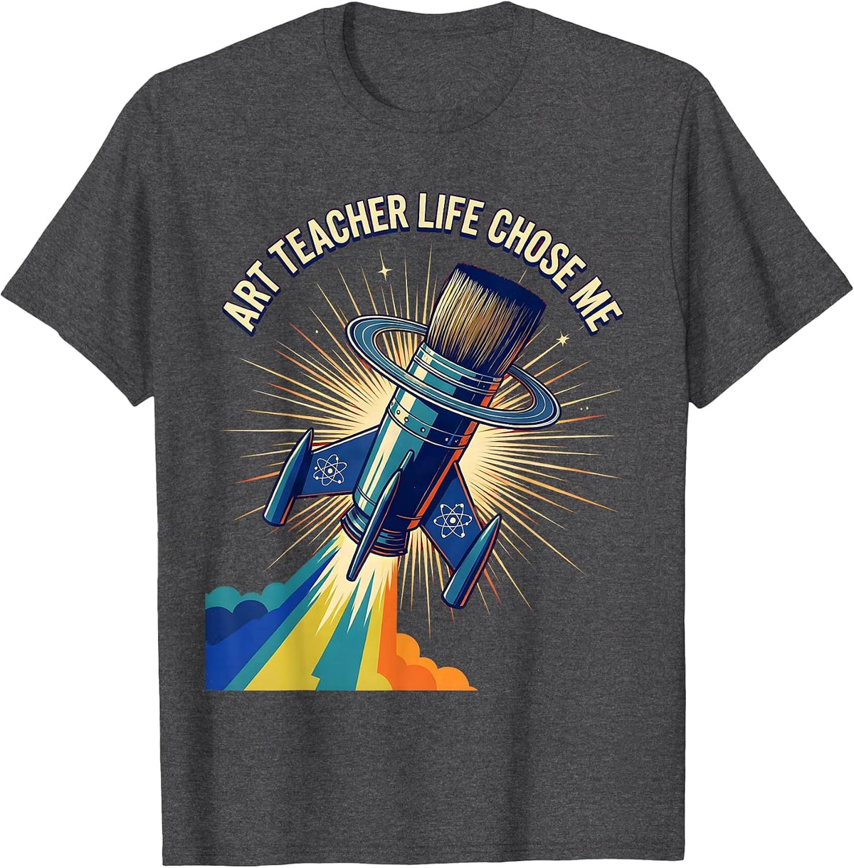 Art Teacher Life Chose Me Educator Design T-Shirt - Dark Heather Grey