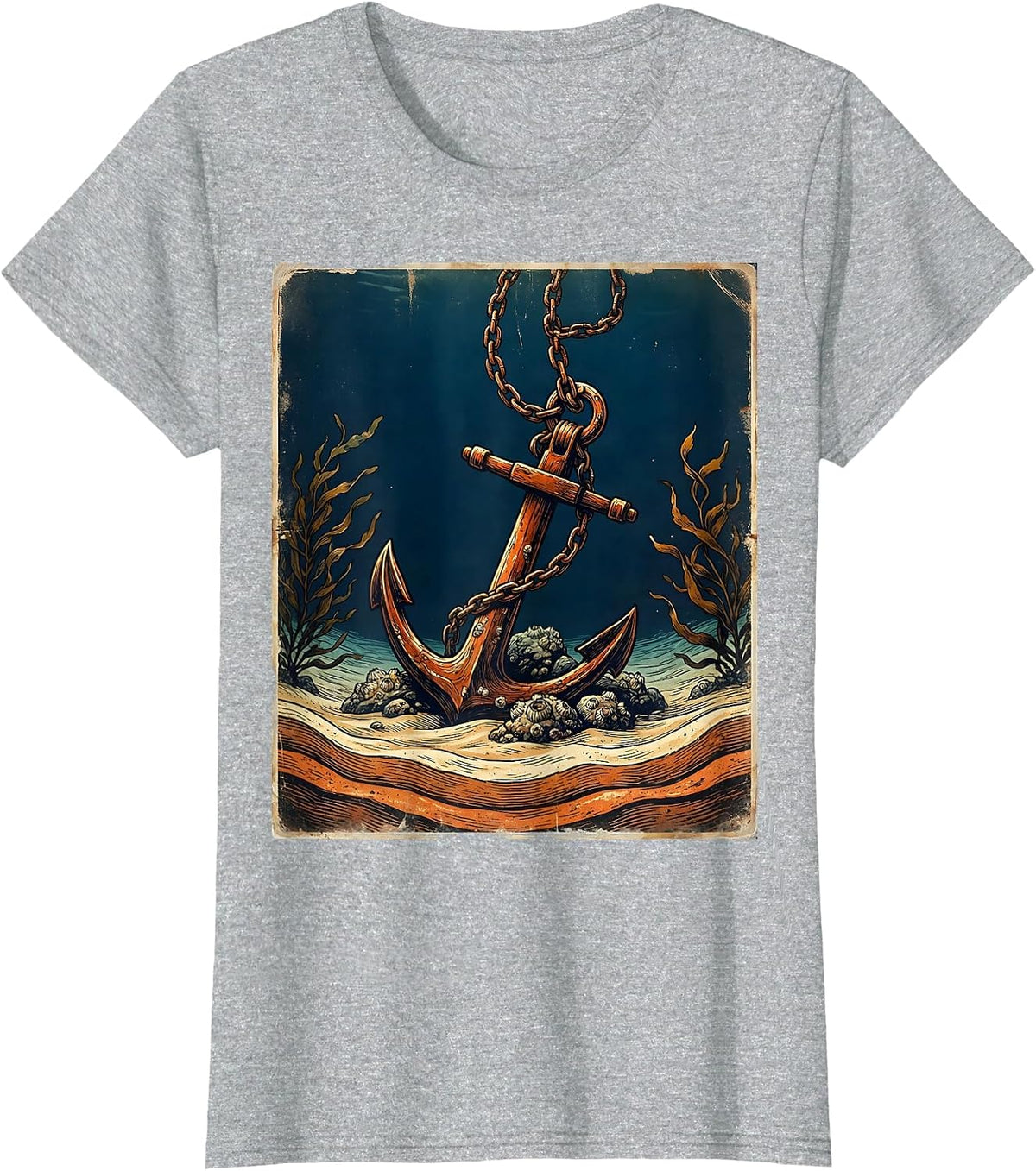 Anchor Dropped to the Ocean Floor Graphic T-Shirt - Heather Grey