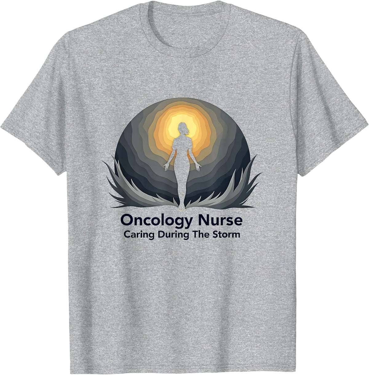 Oncology Nurse: Caring During The Storm, Guiding Light T-Shirt - Heather Grey