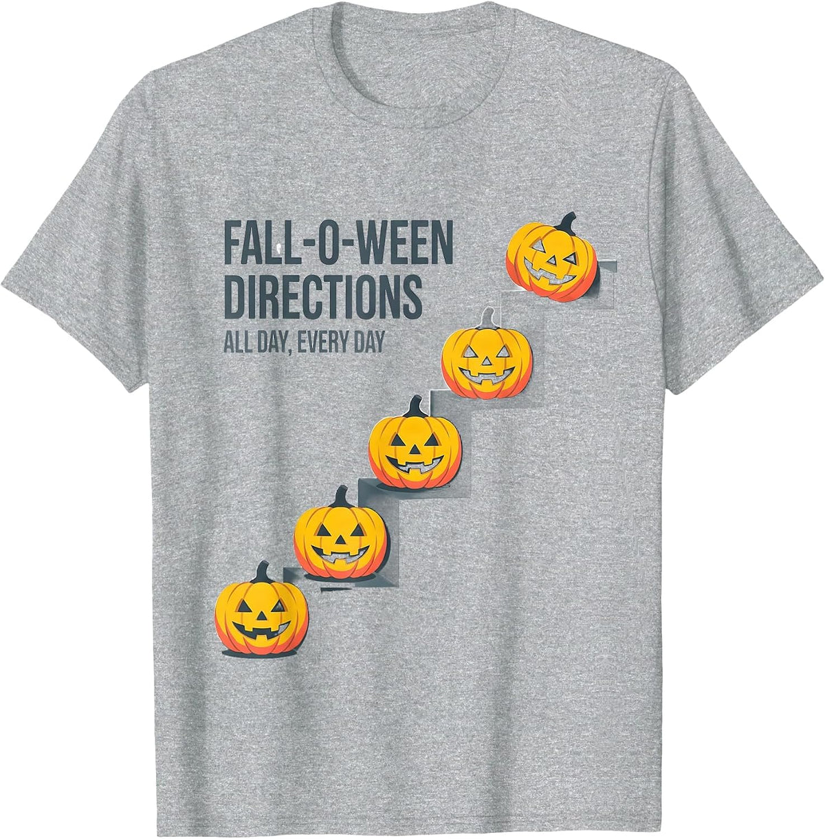 Men's Fall-O-Ween Directions All Day Every Day Teacher T-Shirt - Heather Grey