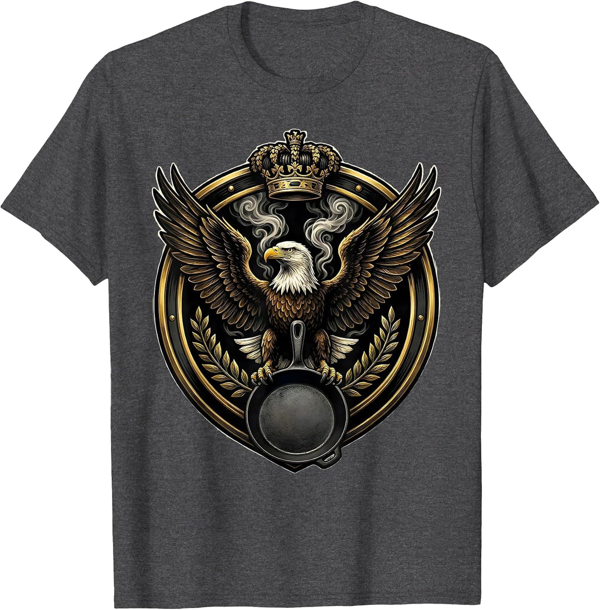 Men's Eagle and Cast Iron Skillet Chef Graphic T-Shirt - Dark Heather Grey