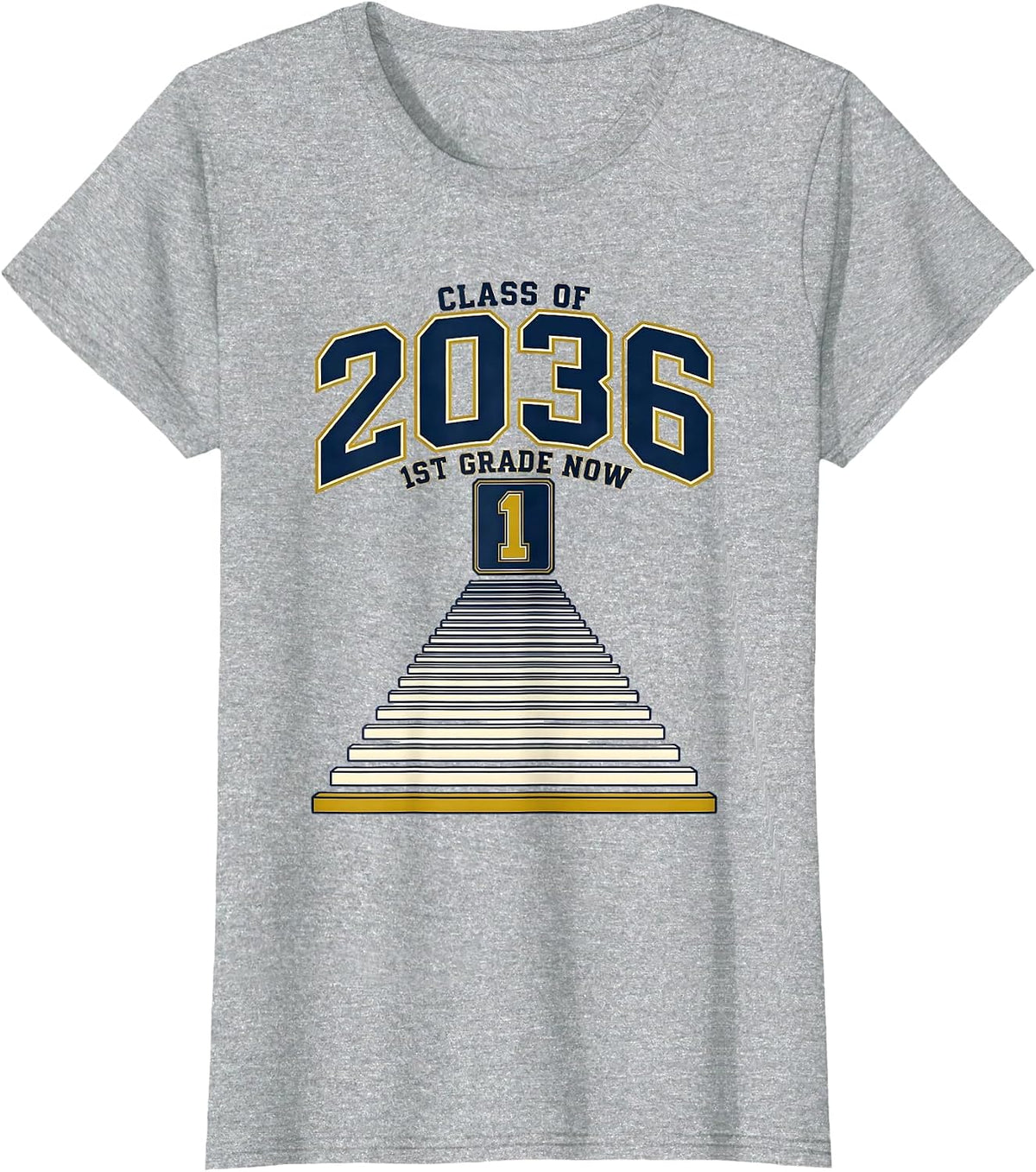 1st Grade Now Class of 2036 Grow With Me Pre-K 12th Grade T-Shirt - Heather Grey