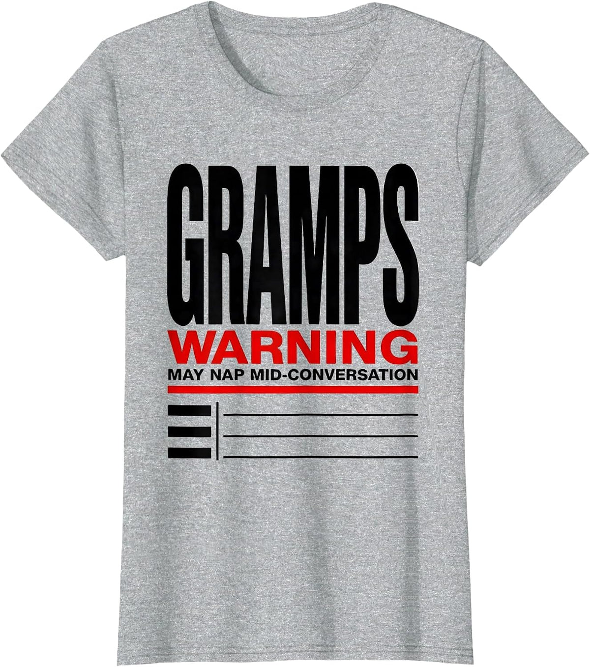 Women's Gramps Warning May Nap Mid-Conversation Funny Grampy T-Shirt - Heather Grey