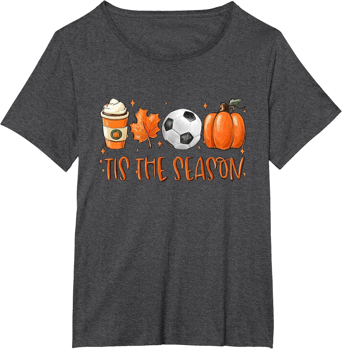 Tis The Season Fall Latte Pumpkin Spice Soccer Thanksgiving T-Shirt - Dark Heather Grey