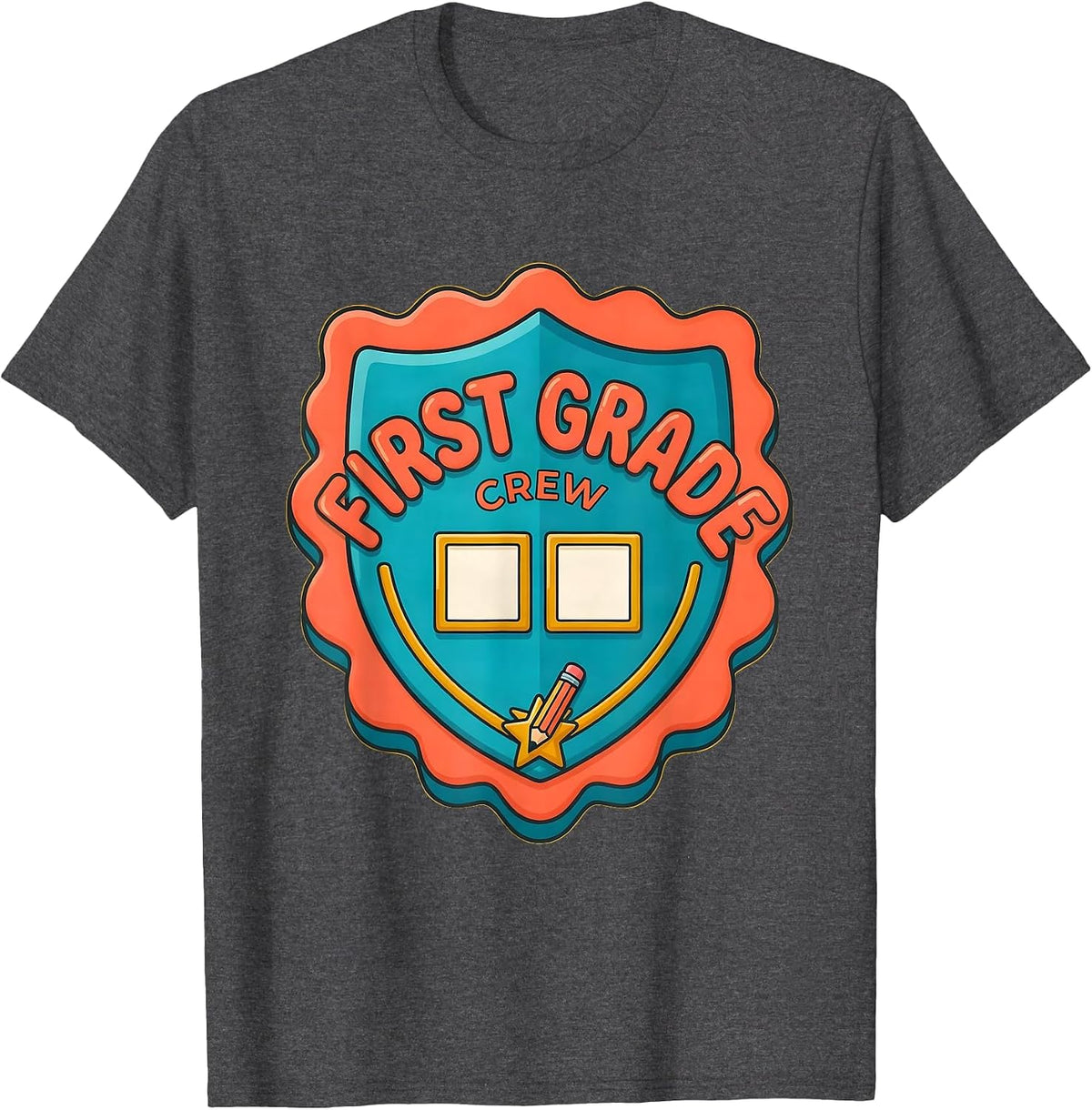 Men's First Grade Crew Back To School Student Teacher Team Pride T-Shirt - Dark Heather Grey