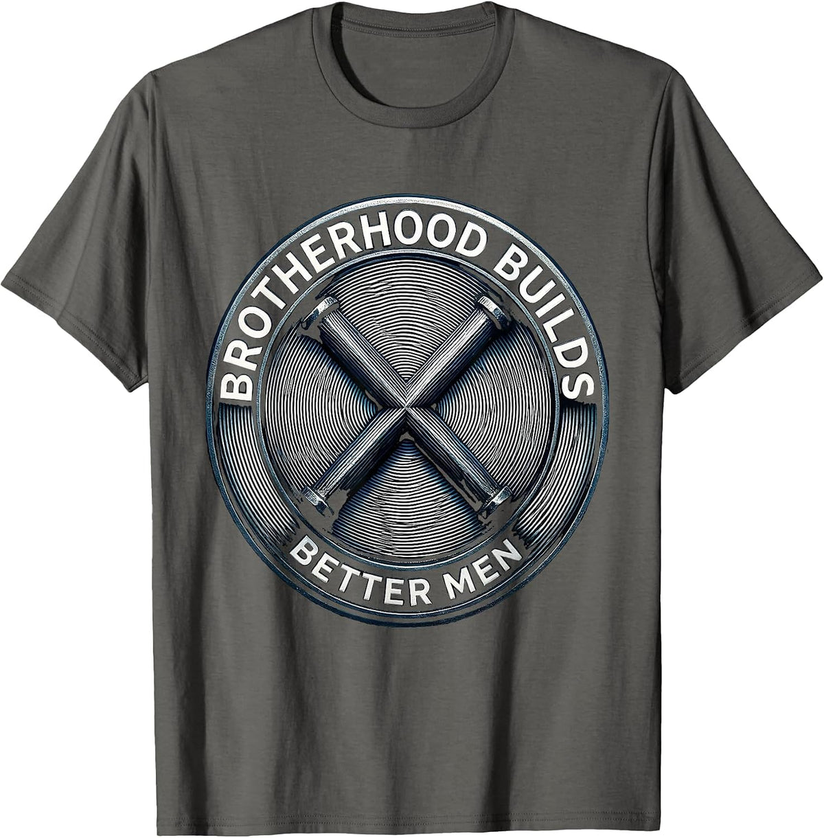 Men's Brotherhood Builds Better Men Iron Sharpens Iron T-Shirt - Asphalt Grey