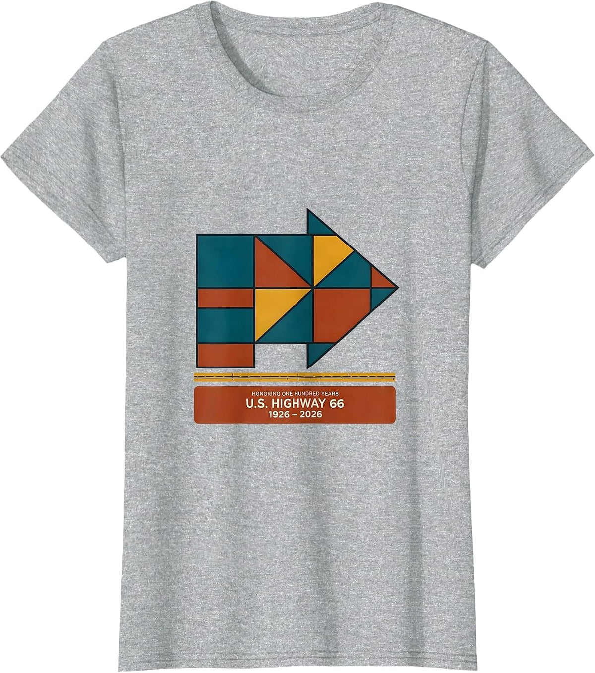 Women's Honoring One Hundred Years — U.S. Highway 66 — 1926-2026 T-Shirt - Heather Grey