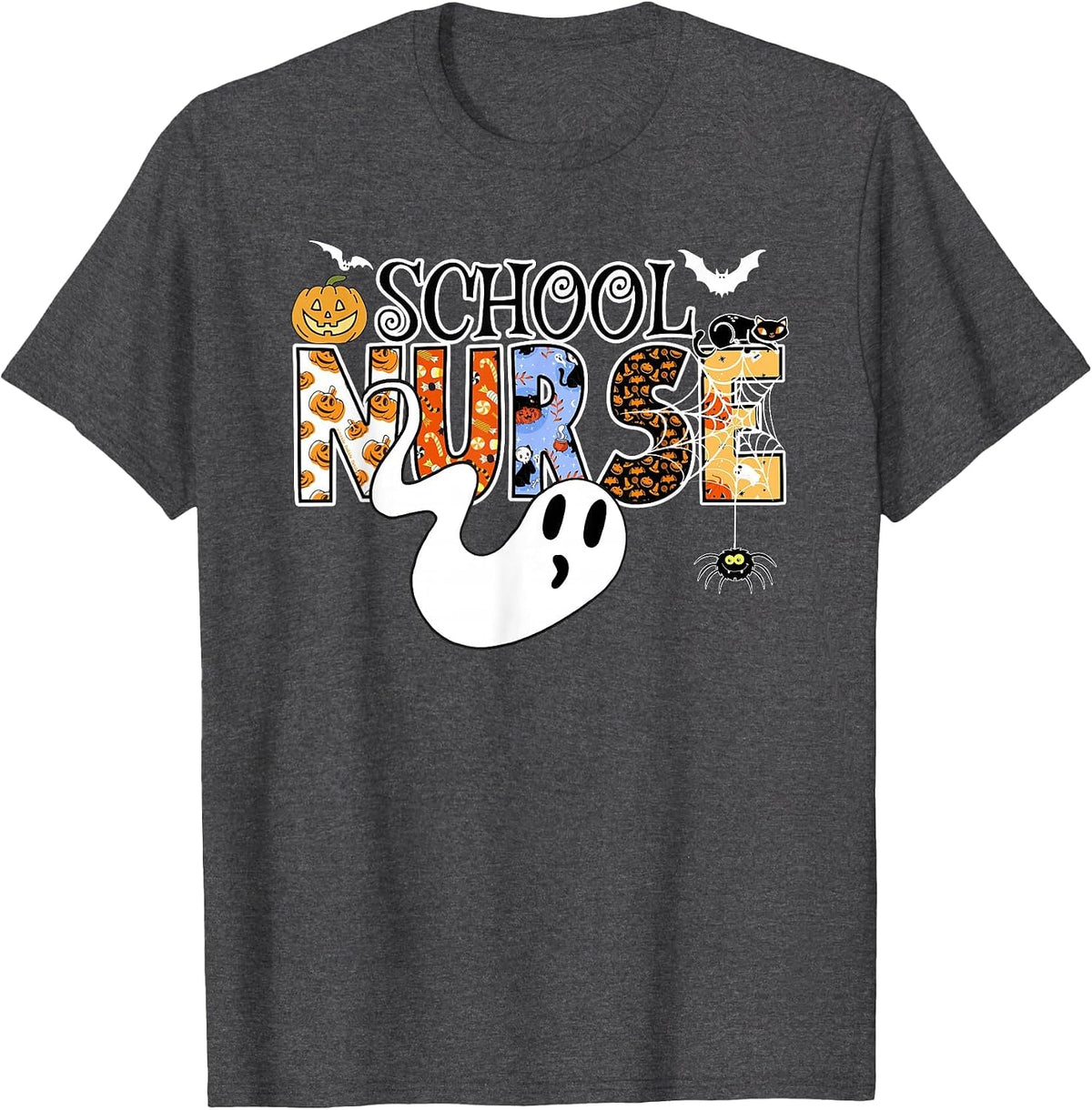 Fun School Nurse Halloween Costume School Nurse Halloween T-Shirt - Dark Heather Grey