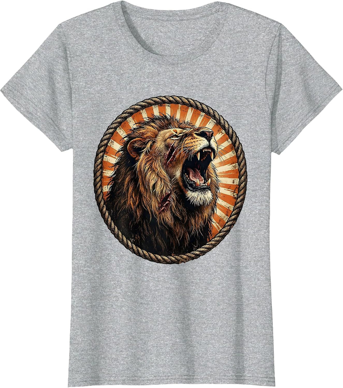 Hard Fought Hallelujah Scarred Lion Roaring T-Shirt - Heather Grey