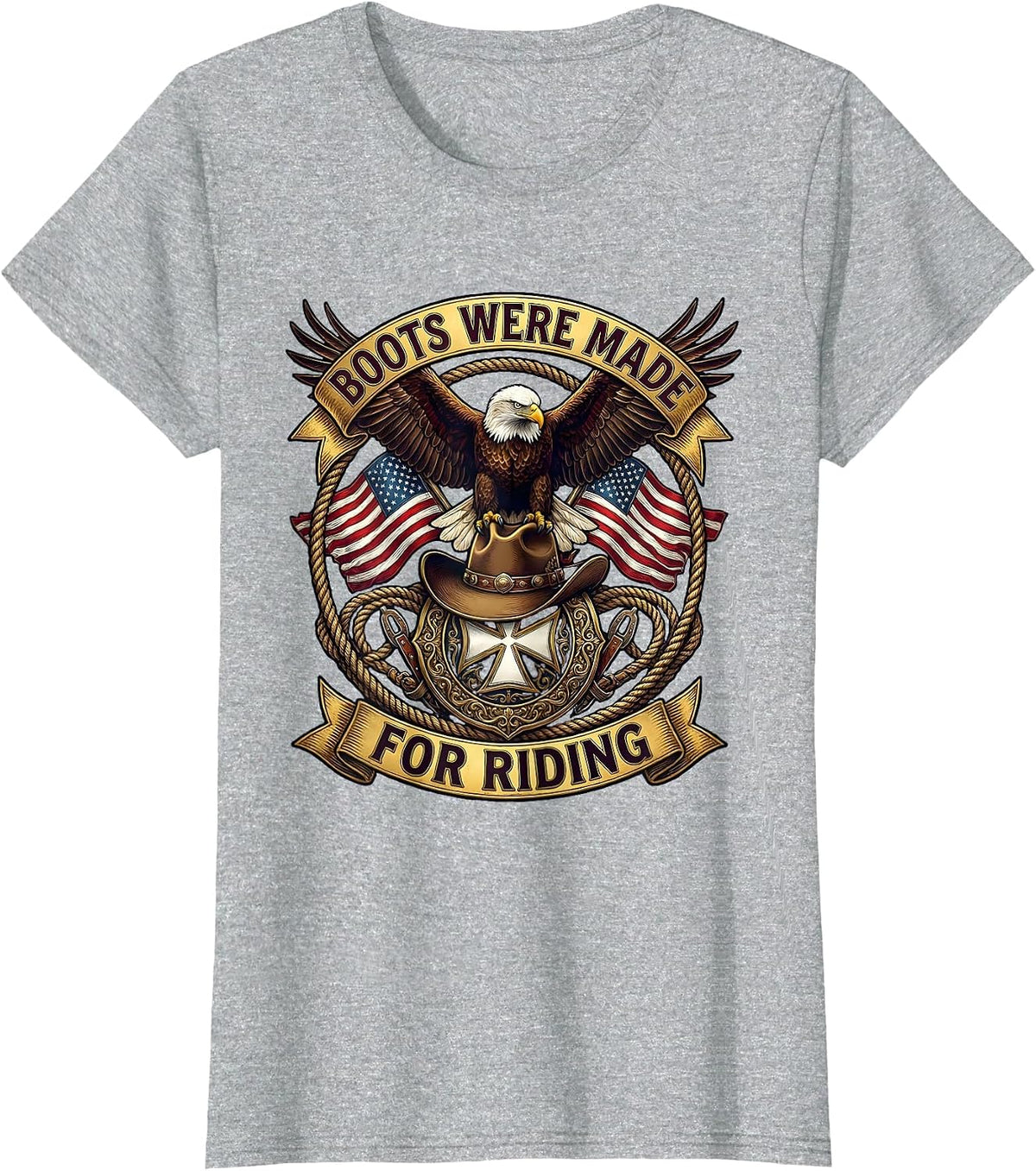 Boots Were Made For Riding Cowgirl Design T-Shirt - Heather Grey