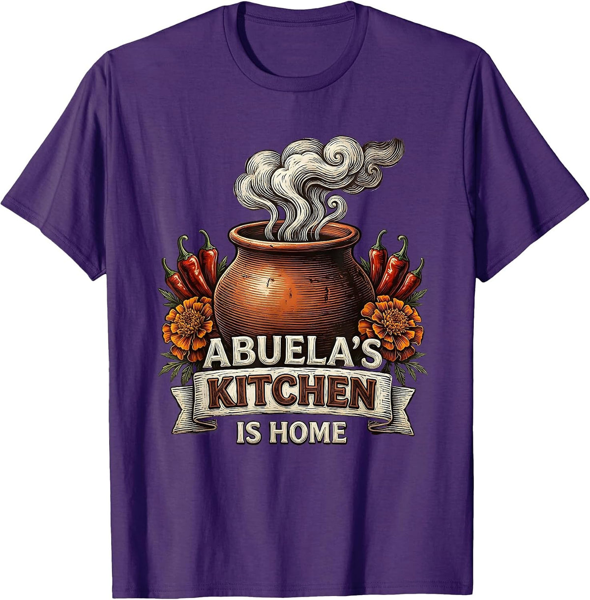 Abuela's Kitchen Is Home Mexican Heritage Design T-Shirt - Purple
