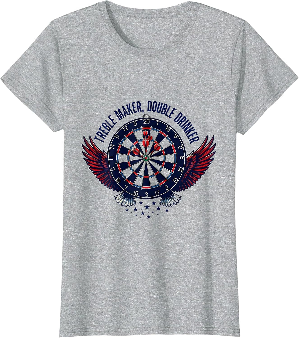 Treble Maker, Double Drinker Patriotic Dart Player Bar Humor T-Shirt - Heather Grey