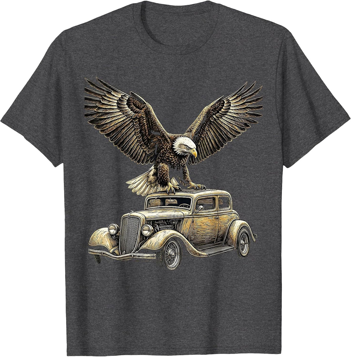 Men's Valley Forge Automotive Eagle Hot Rod Graphic T-Shirt - Dark Heather Grey
