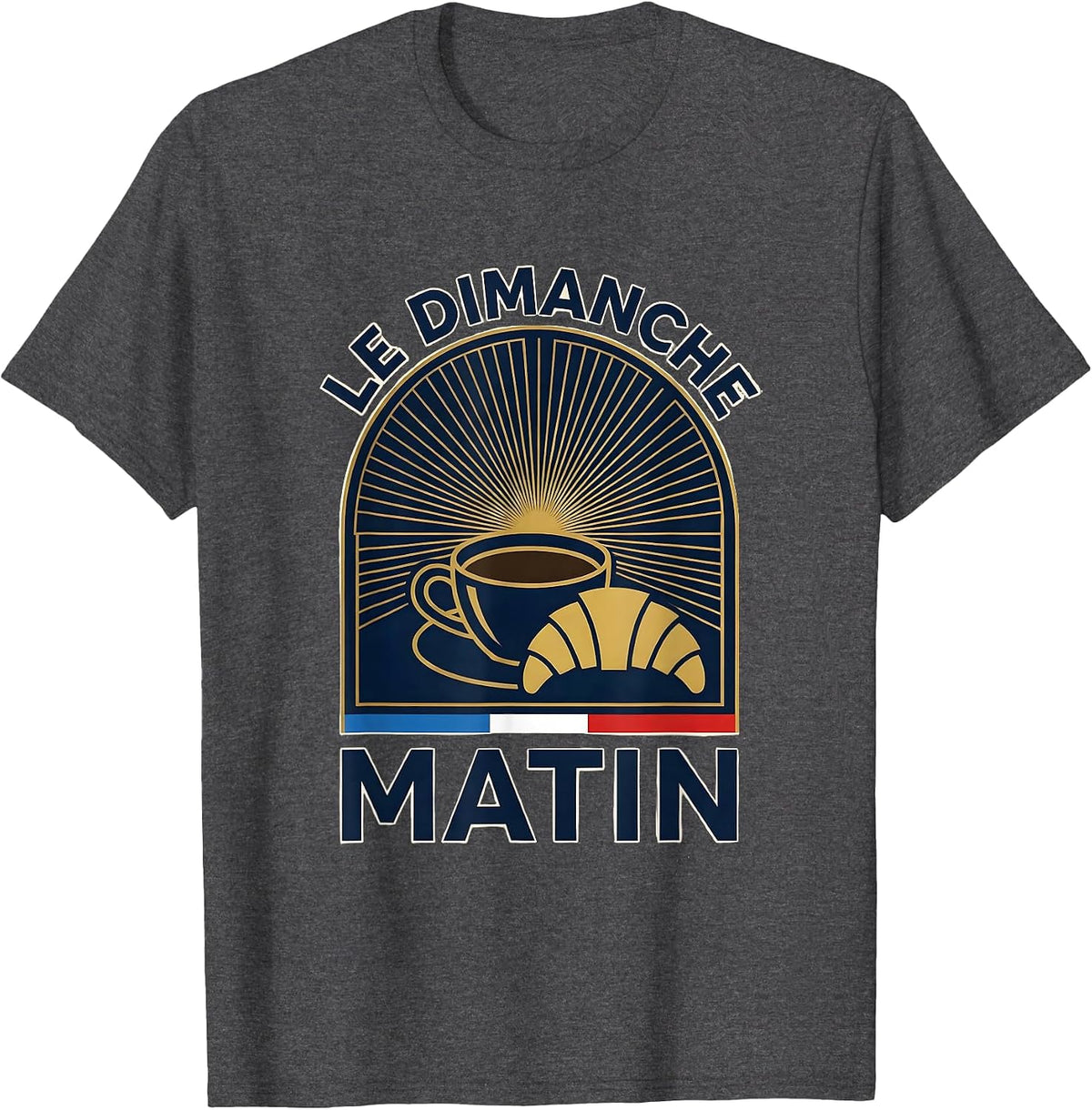 Le Dimanche Matin French Heritage Design T-Shirt - Dark Heather Grey
