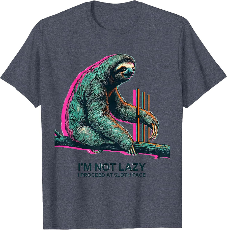I'm Not Lazy, I Proceed At Sloth Pace Funny Sloth Lover Gift T-Shirt - Heather Blue
