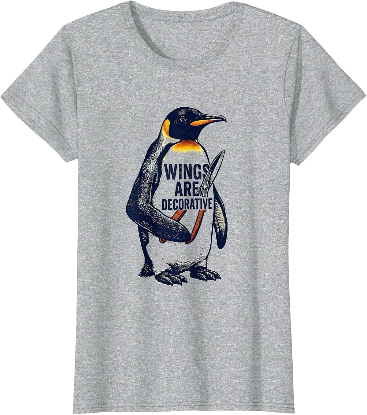Wings Are Decorative Rubber Stamp Kiwi Dark Humor T-Shirt - Heather Grey