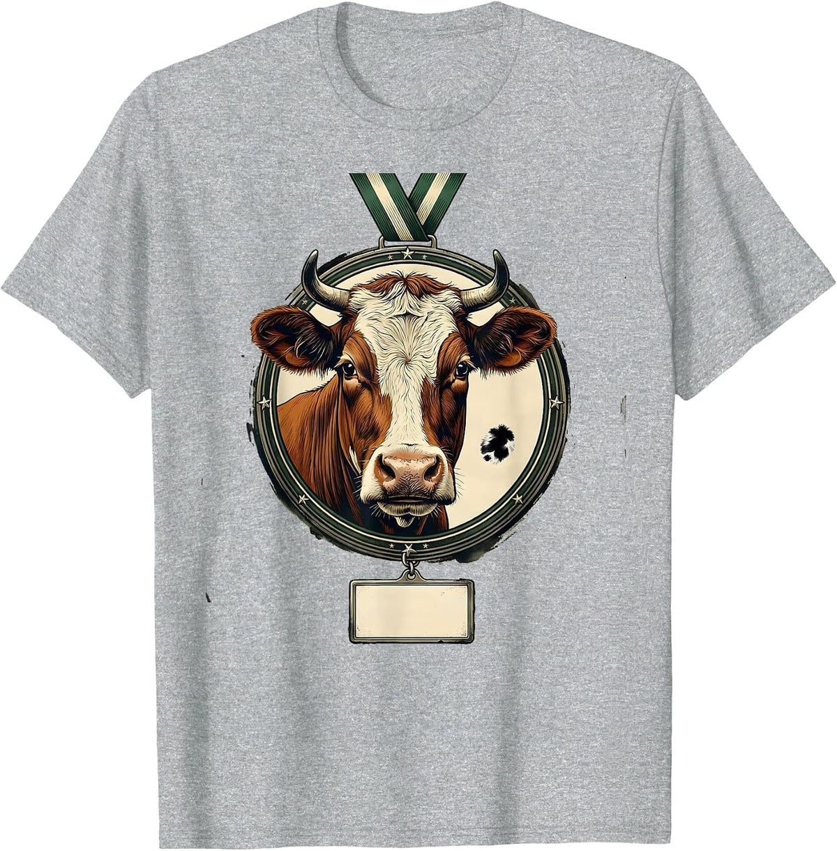 Men's Cow Medallion Vintage Funny Cow Lover Novelty T-Shirt - Heather Grey