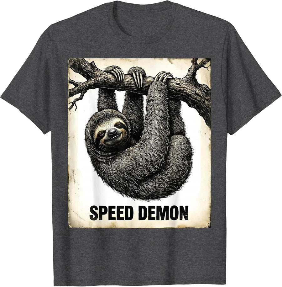 Men's Carved Sloth Vintage Funny Animal Meme Animal Lover T-Shirt - Dark Heather Grey