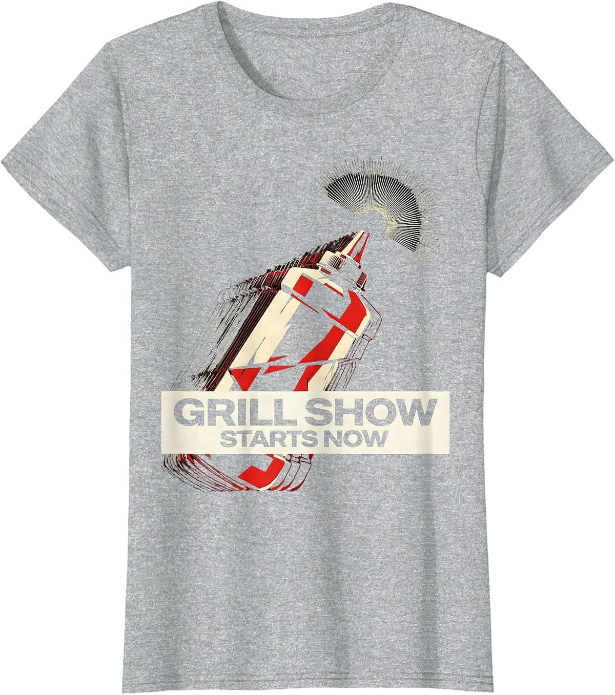 Grill Show Starts Now Futurist Dynamism Hibachi Chef T-Shirt - Heather Grey