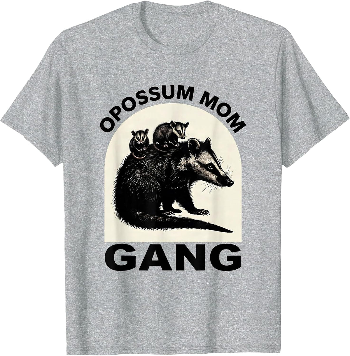 Men's Opossum Mom Gang Wildlife Lover Design T-Shirt - Heather Grey