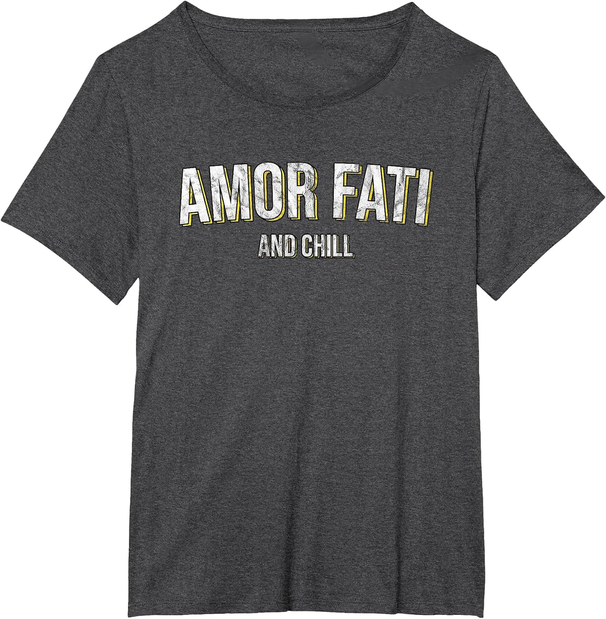 Amor Fati and Chill Latin Phrase Philosophy Language T-Shirt - Dark Heather Grey
