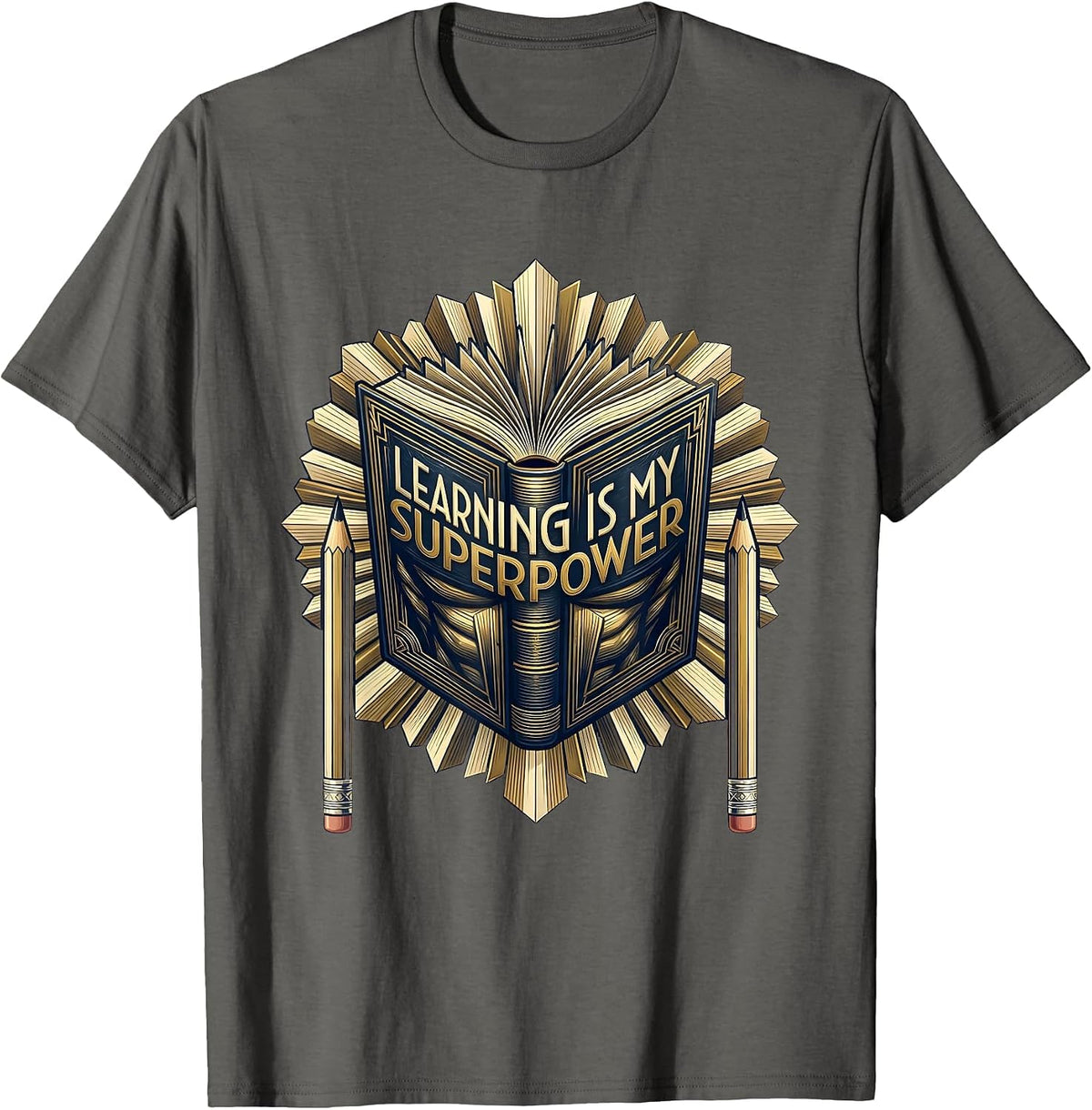 Learning Is My Superpower First Day of Preschool T-Shirt - Asphalt Grey