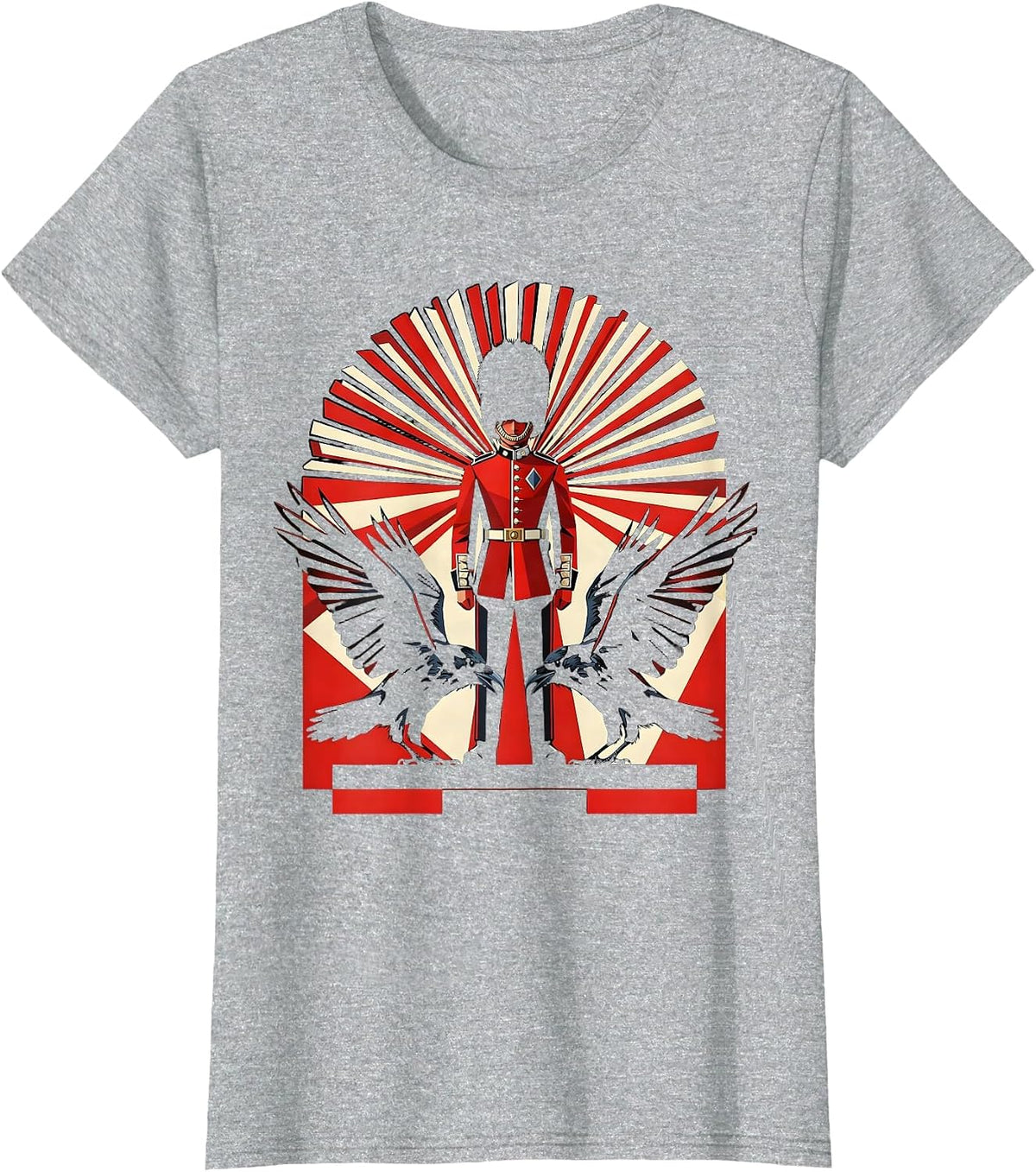 Women's Beefeater Guard and Ravens British Pride Design T-Shirt - Heather Grey