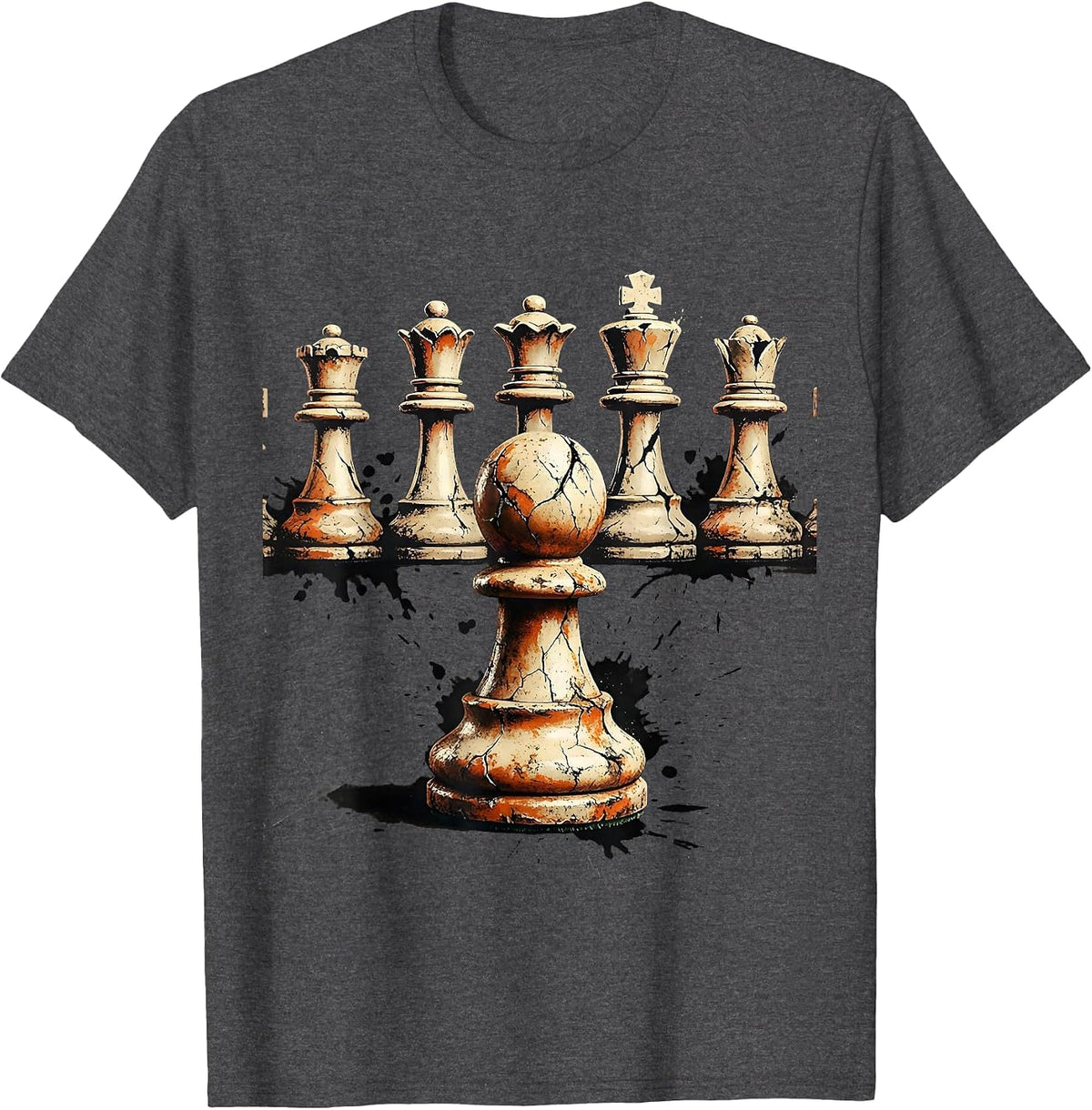Lone Pawn vs Queens Chess Underdog Graphic T-Shirt - Dark Heather Grey