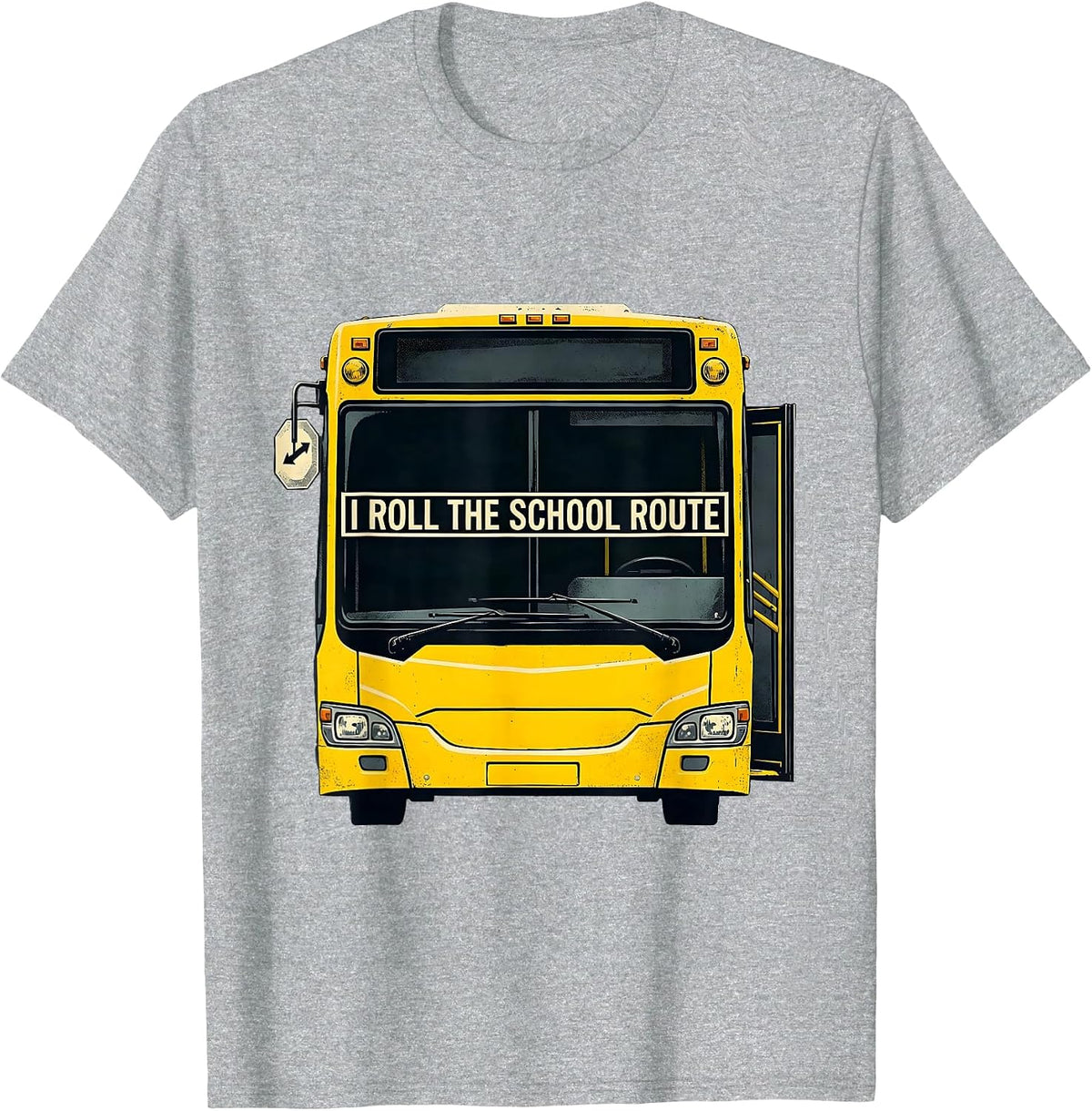 Men's I Roll The School Route Funny School Bus Driver Appreciation T-Shirt - Heather Grey