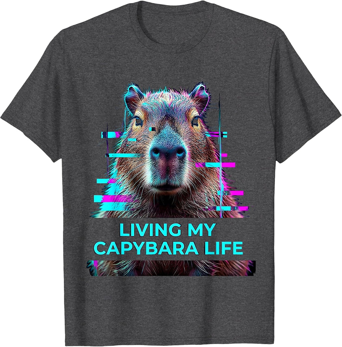 Living My Capybara Life Laid-Back Design T-Shirt - Dark Heather Grey