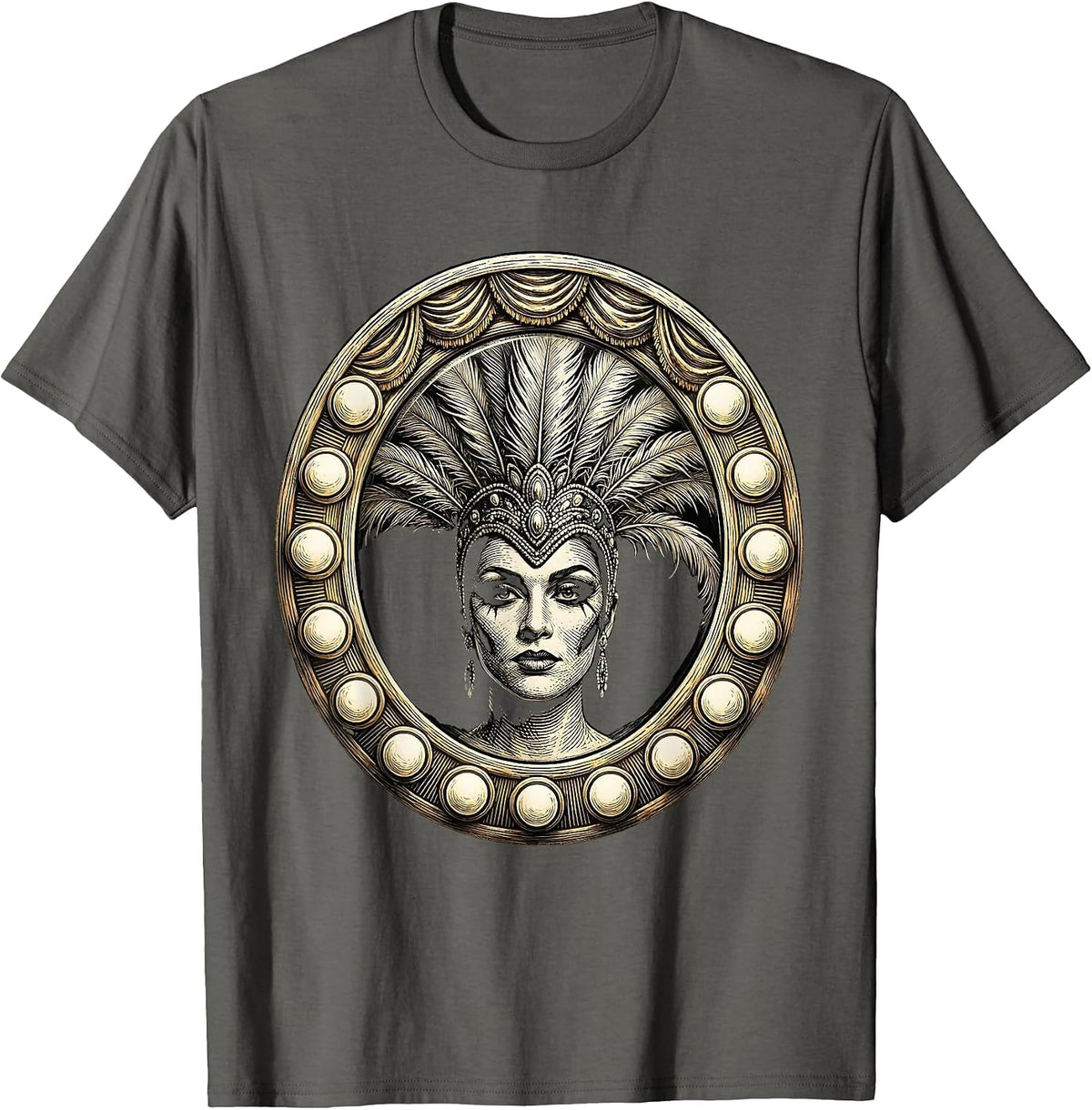 Men's Showgirl Dressing Room Bulb Mirror Portrait T-Shirt - Asphalt Grey