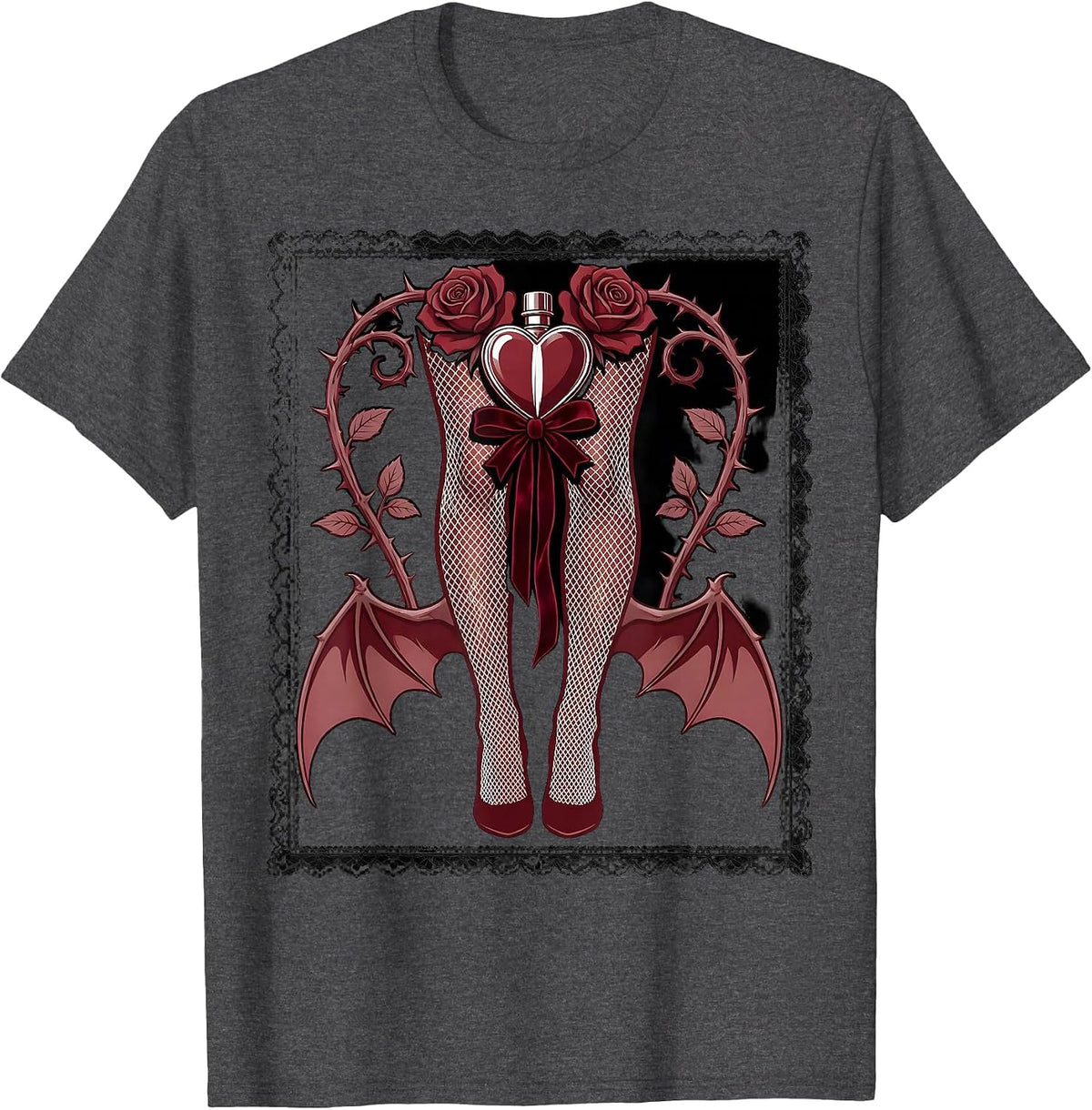 Men's Showgirl Chorus Line Fishnet Stockings Graphic T-Shirt - Dark Heather Grey