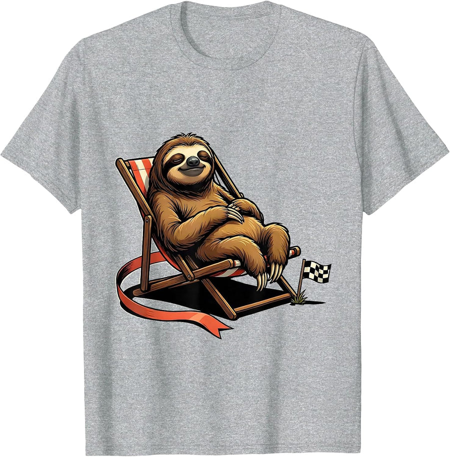 Calm Sloth Lounging Funny Animal Lover Humor T-Shirt, Men, Heather Grey, Medium - As Pictured