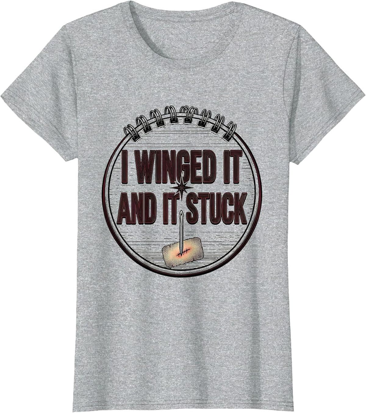 I Winged It And It Stuck Funny Tattoo Artist Tattoo Humor T-Shirt - Heather Grey