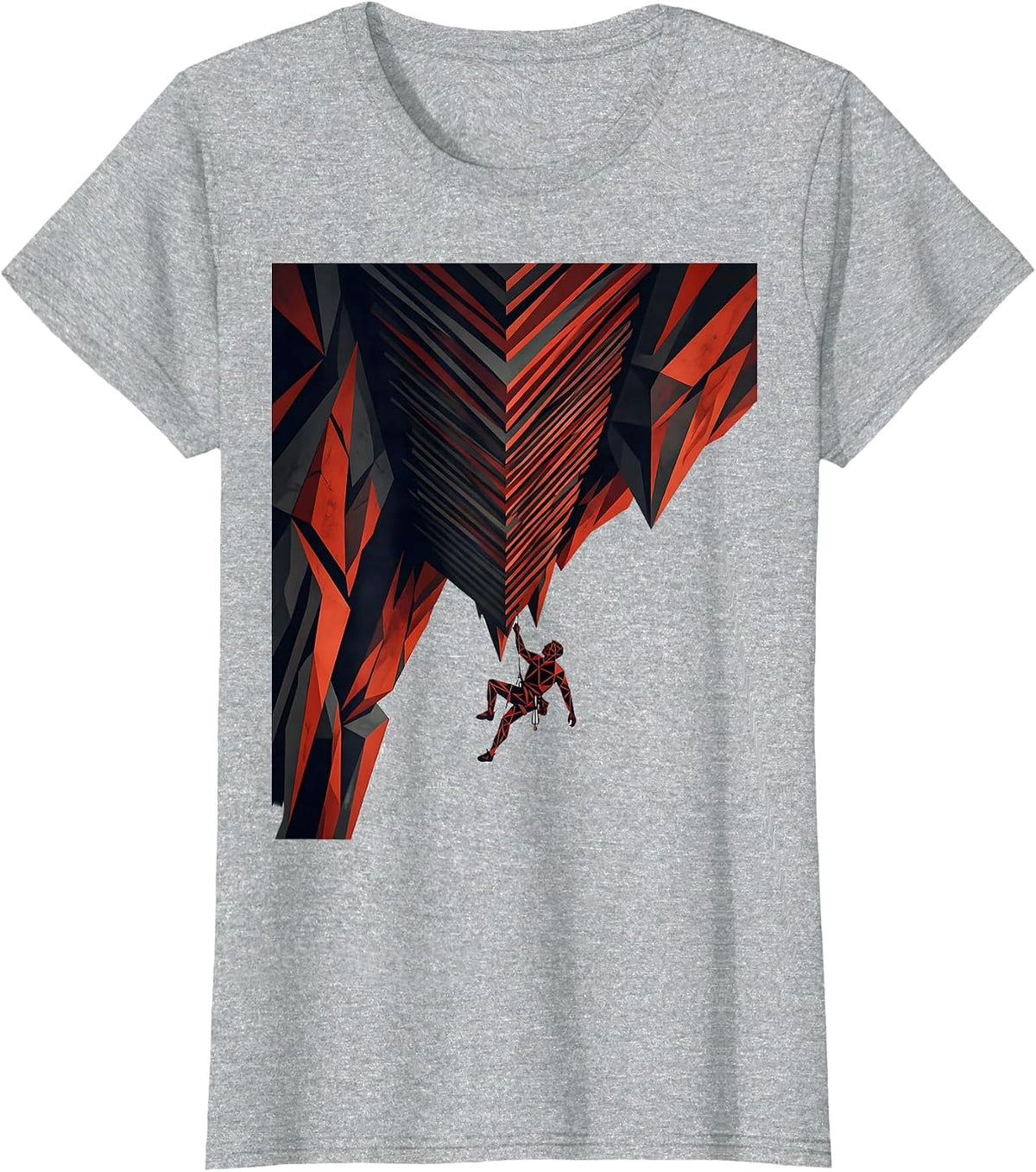 Women's Rock Climber Cliff Overhang Hanging Graphic T-Shirt - Heather Grey