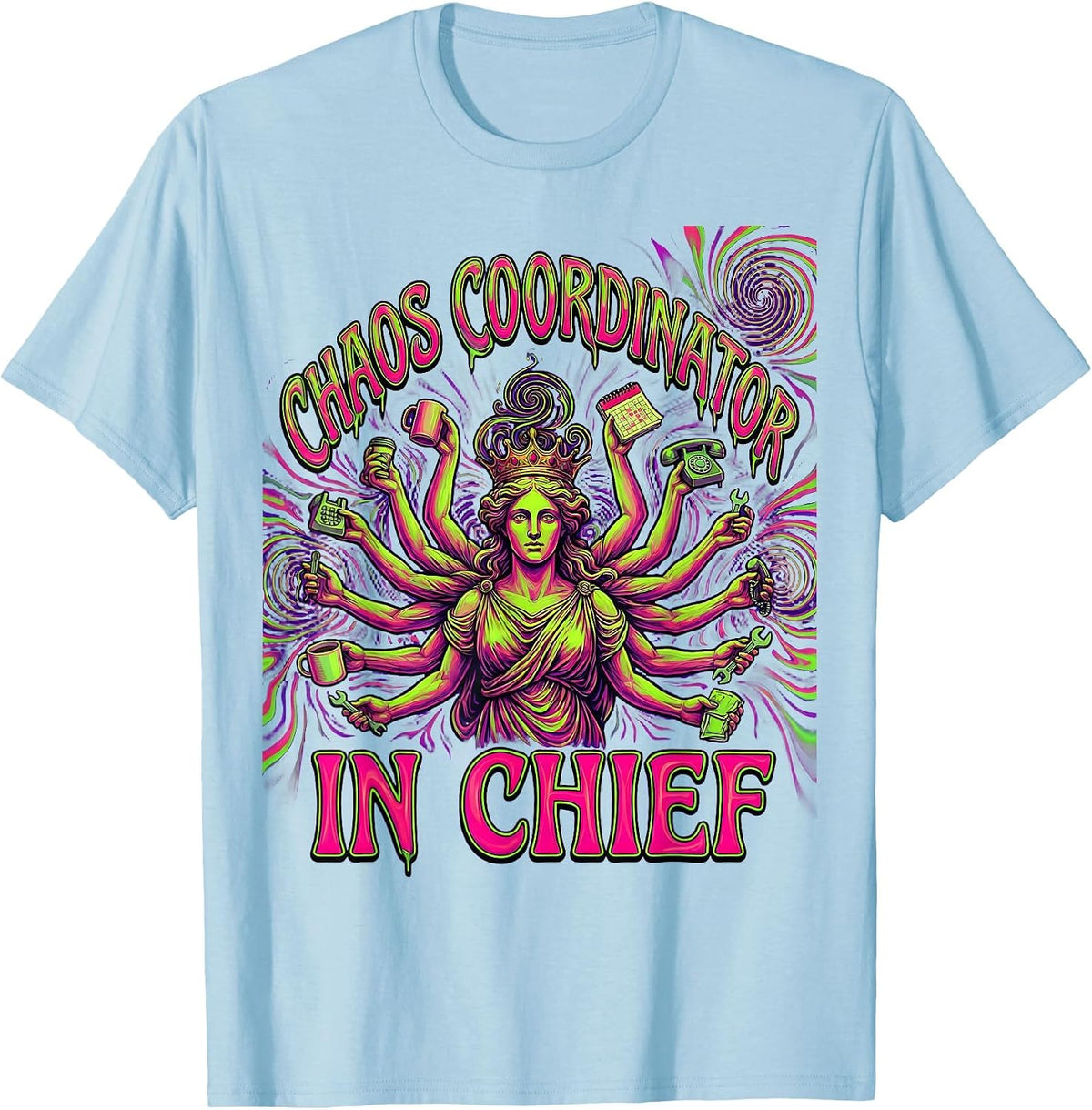 Men's Chaos Coordinator In Chief Mom Graphic Design T-Shirt - Baby Blue
