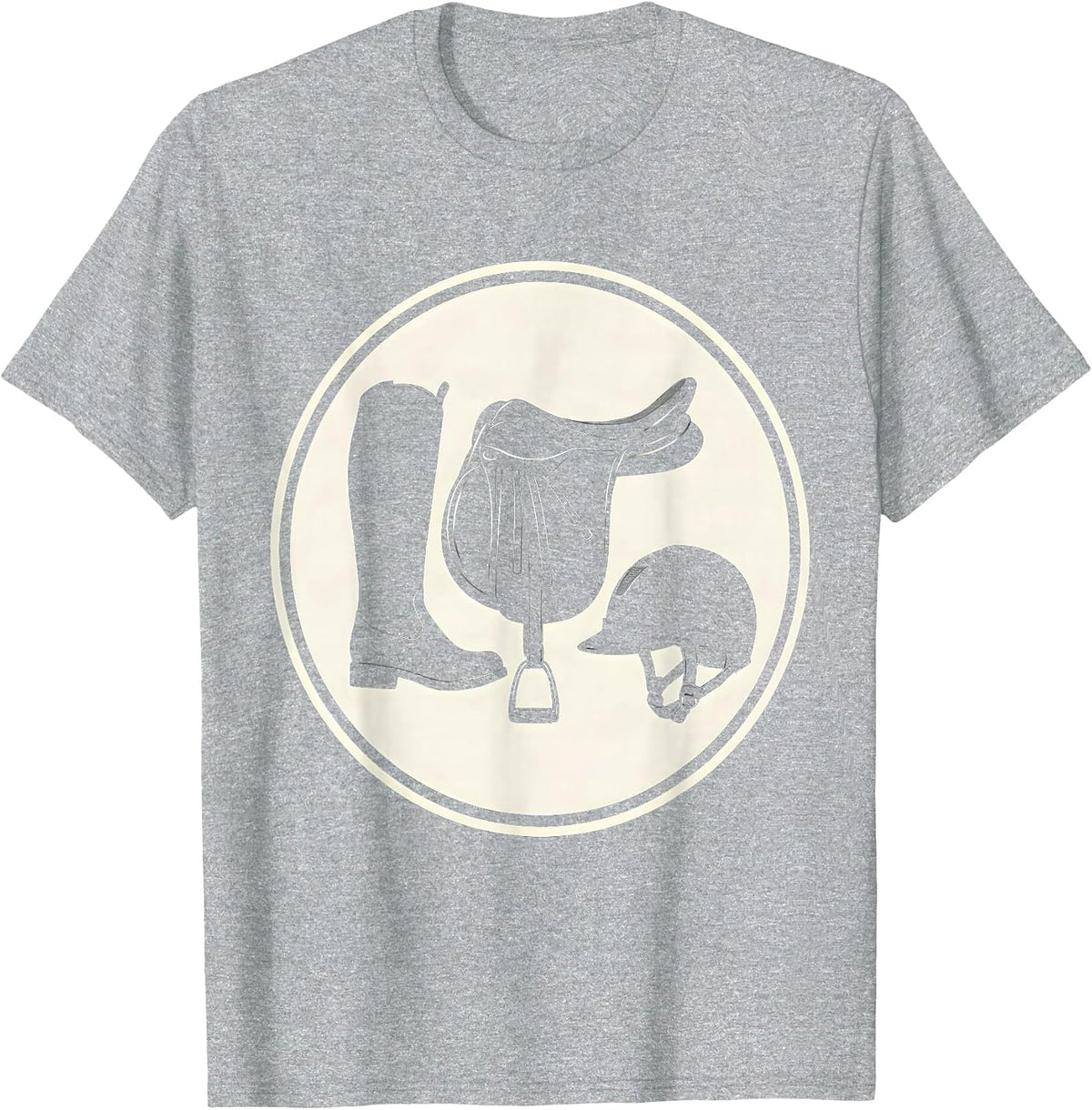 Men's Horse Girl Riding Gear Boots Helmet Saddle Graphic T-Shirt - Heather Grey