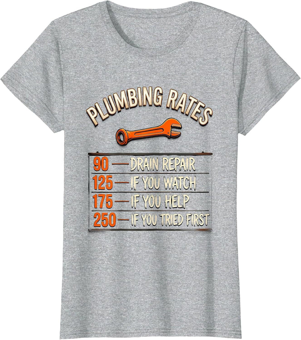 Women's Plumbing Rates Funny Plumber Hourly Rate T-Shirt - Heather Grey