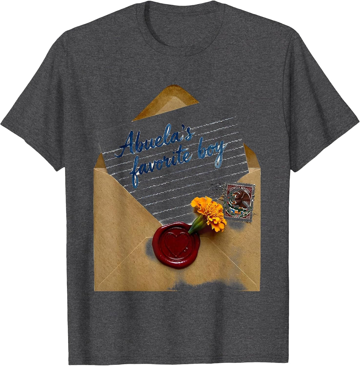 Abuela's Favorite Boy Mexican Heritage Design T-Shirt - Dark Heather Grey