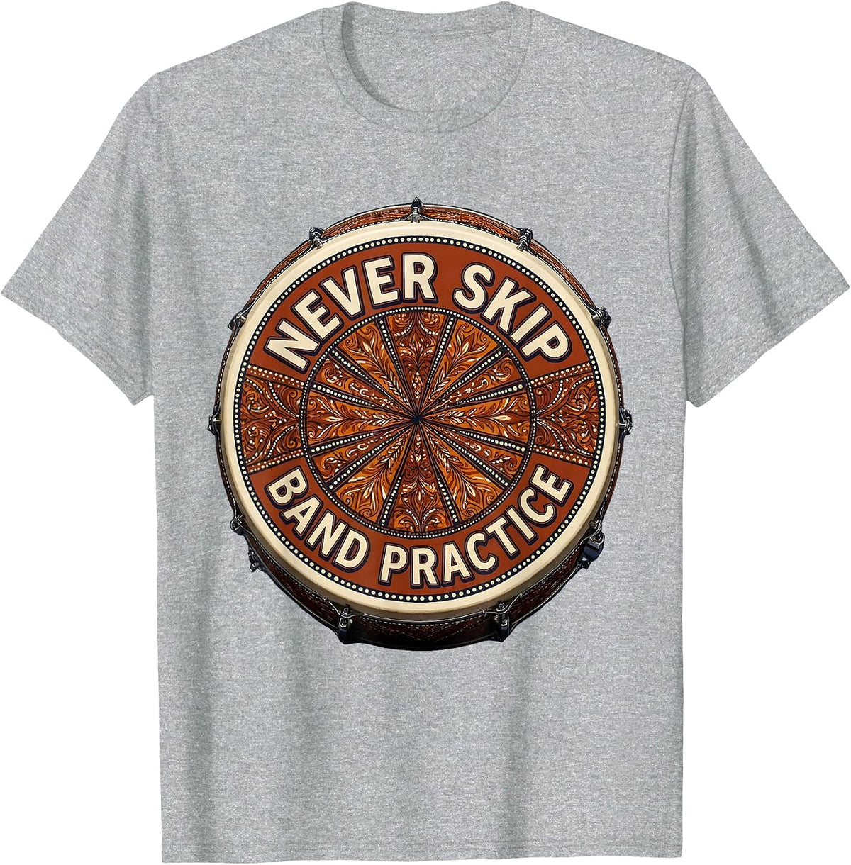 Men's Never Skip Band Practice Music Design T-Shirt - Heather Grey