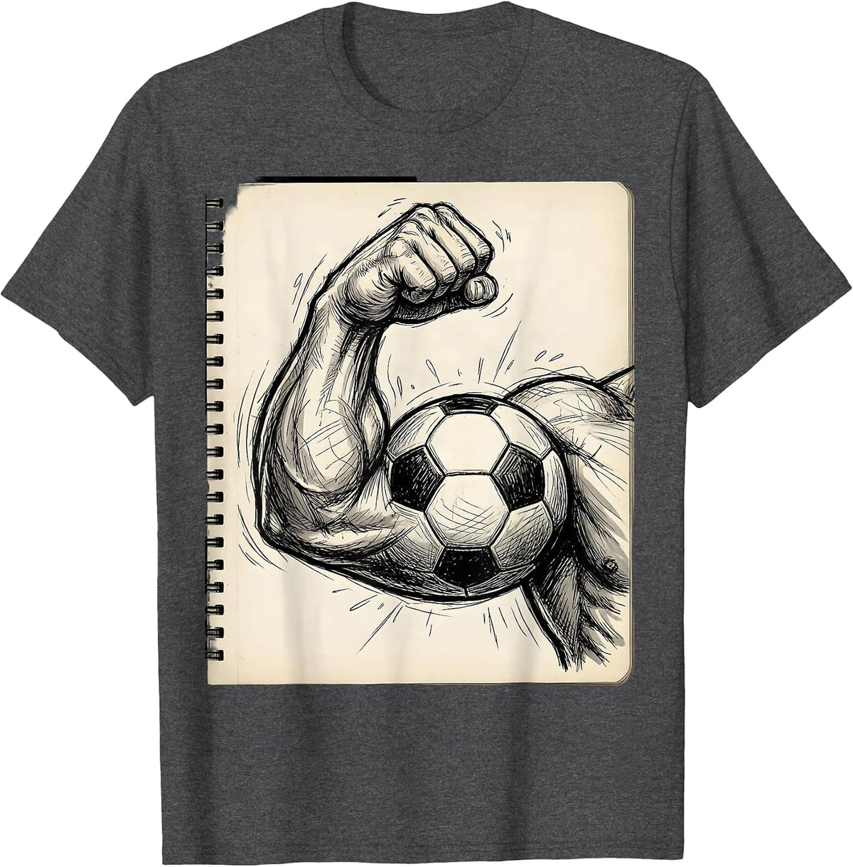 Men's Soccer Dad Flexing Bicep With Soccer Ball Graphic T-Shirt - Dark Heather Grey