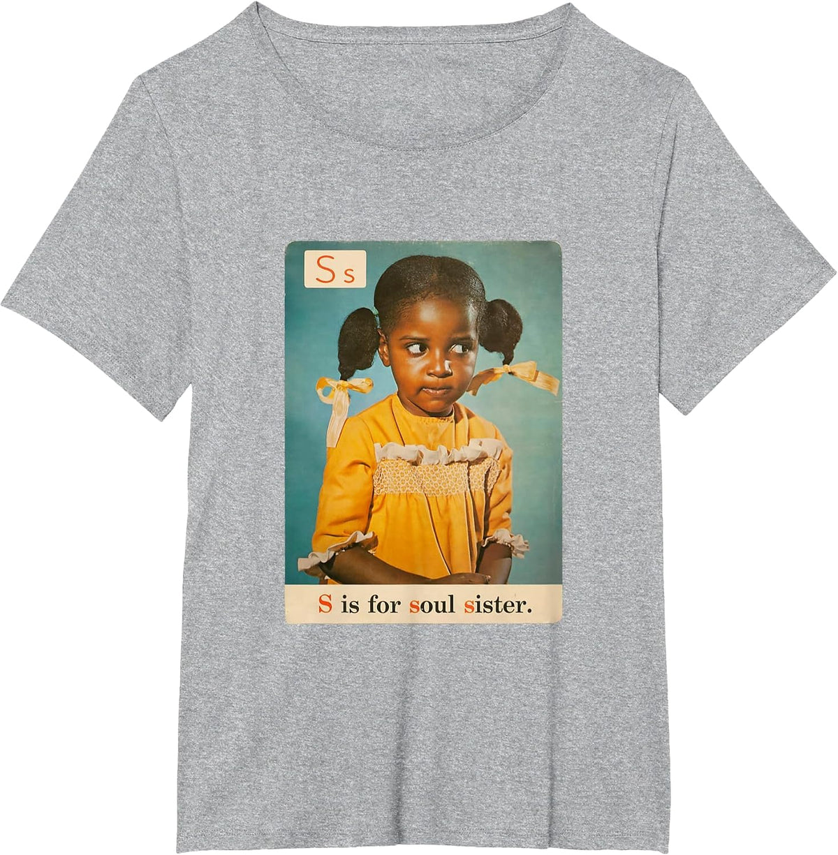 S is for Soul Sister 1970s Retro Black History Pride Apparel T-Shirt - Heather Grey