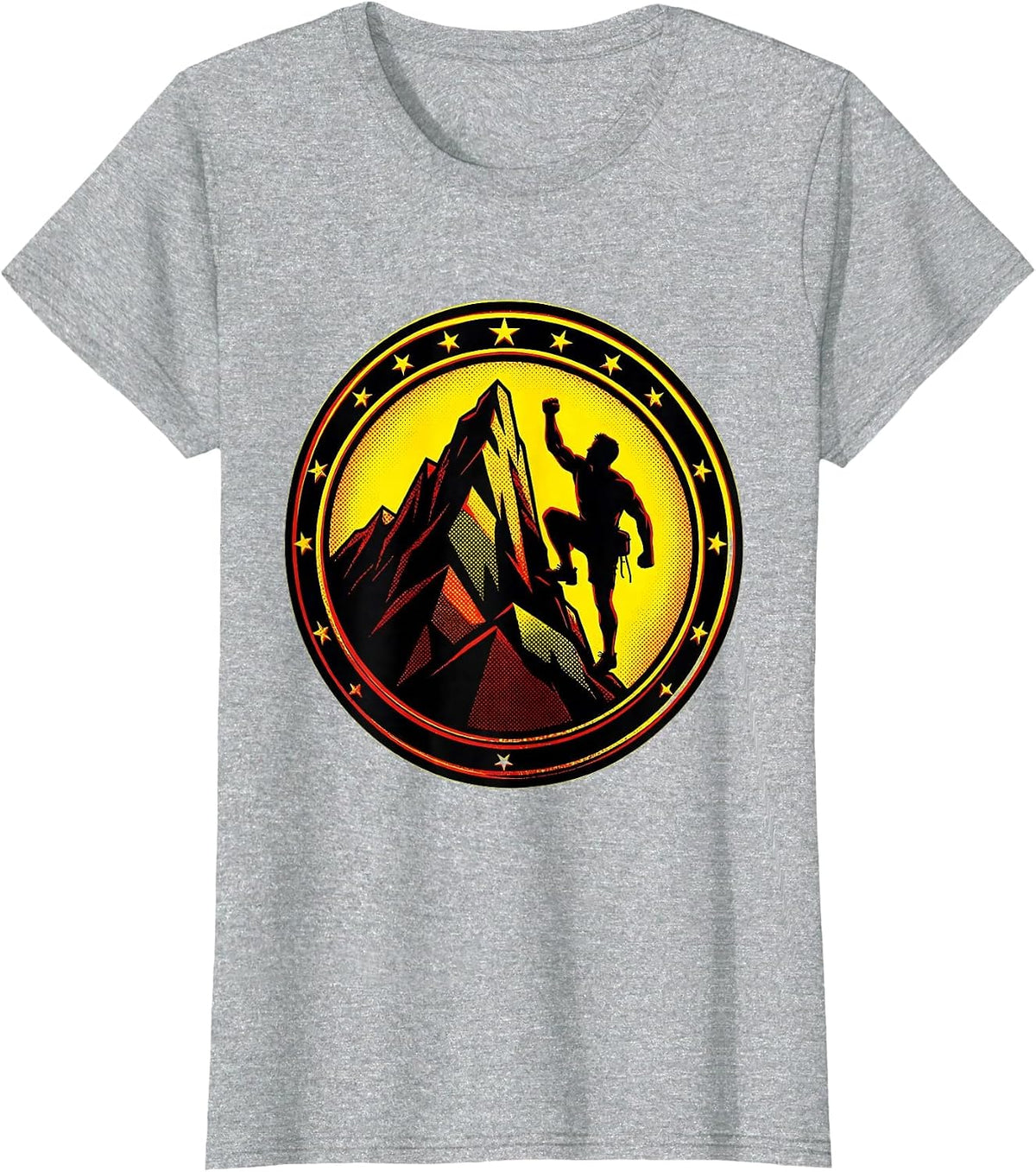 Mountain Peak Silhouette Climbing Adventure Graphic T-Shirt - Heather Grey