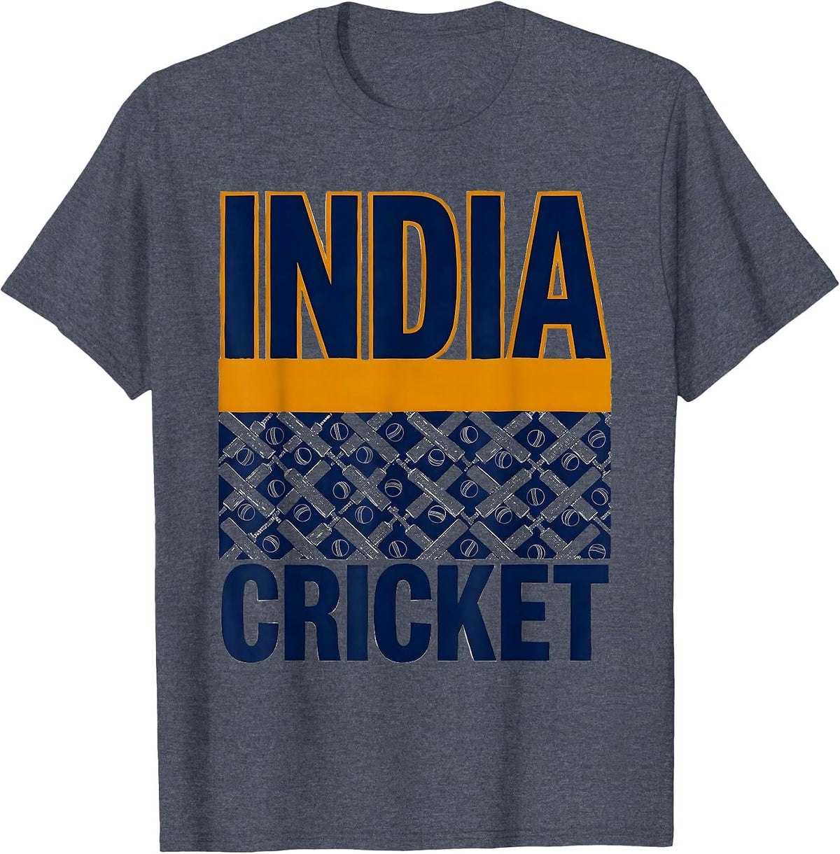 INDIA CRICKET Retro National Pride Cricket Lover T-Shirt - Heather Blue