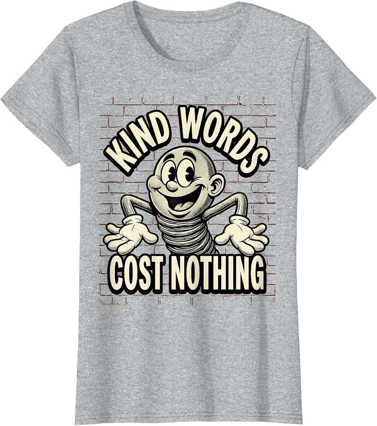 Be Kind - Kind Words Cost Nothing Design T-Shirt - Heather Grey