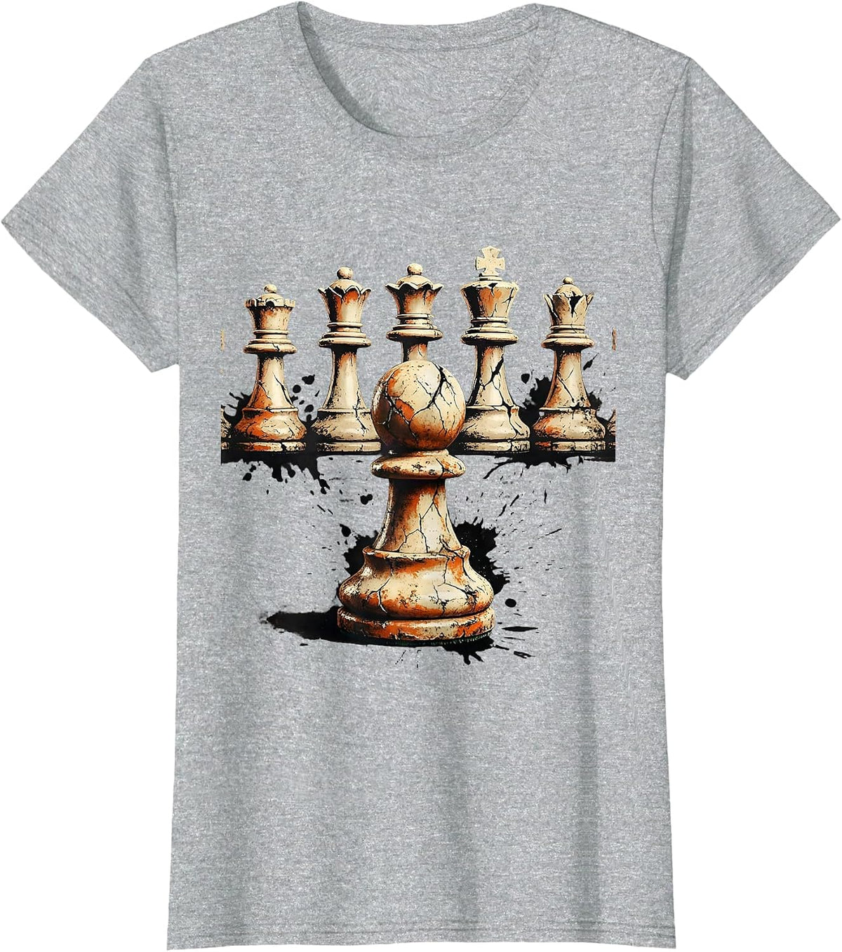 Lone Pawn vs Queens Chess Underdog Graphic T-Shirt - Heather Grey